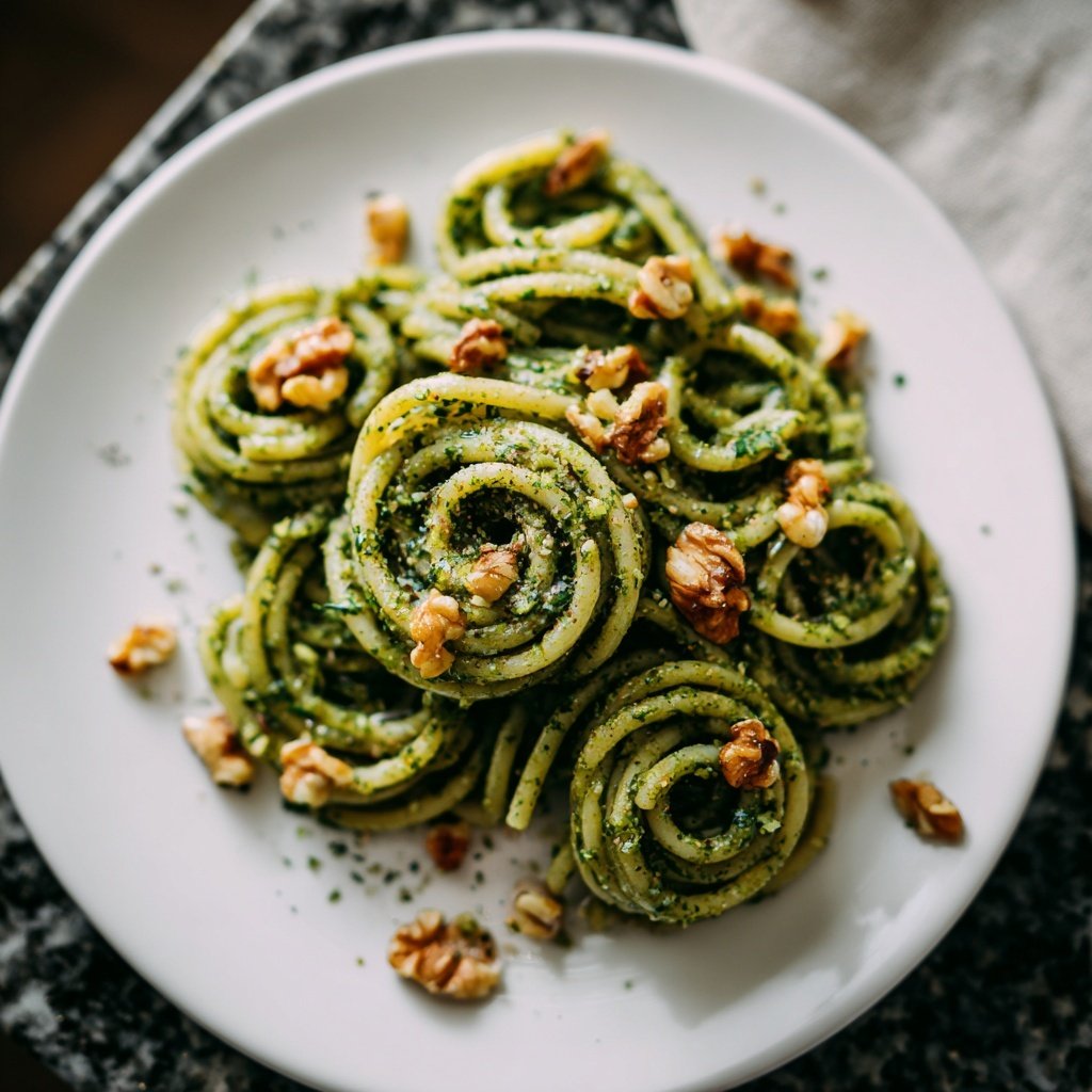 Spinach Walnut Pesto Pasta