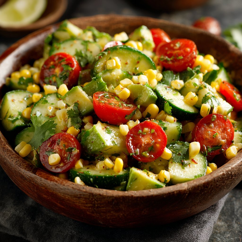 Cucumber and Corn Salad with Avocado
