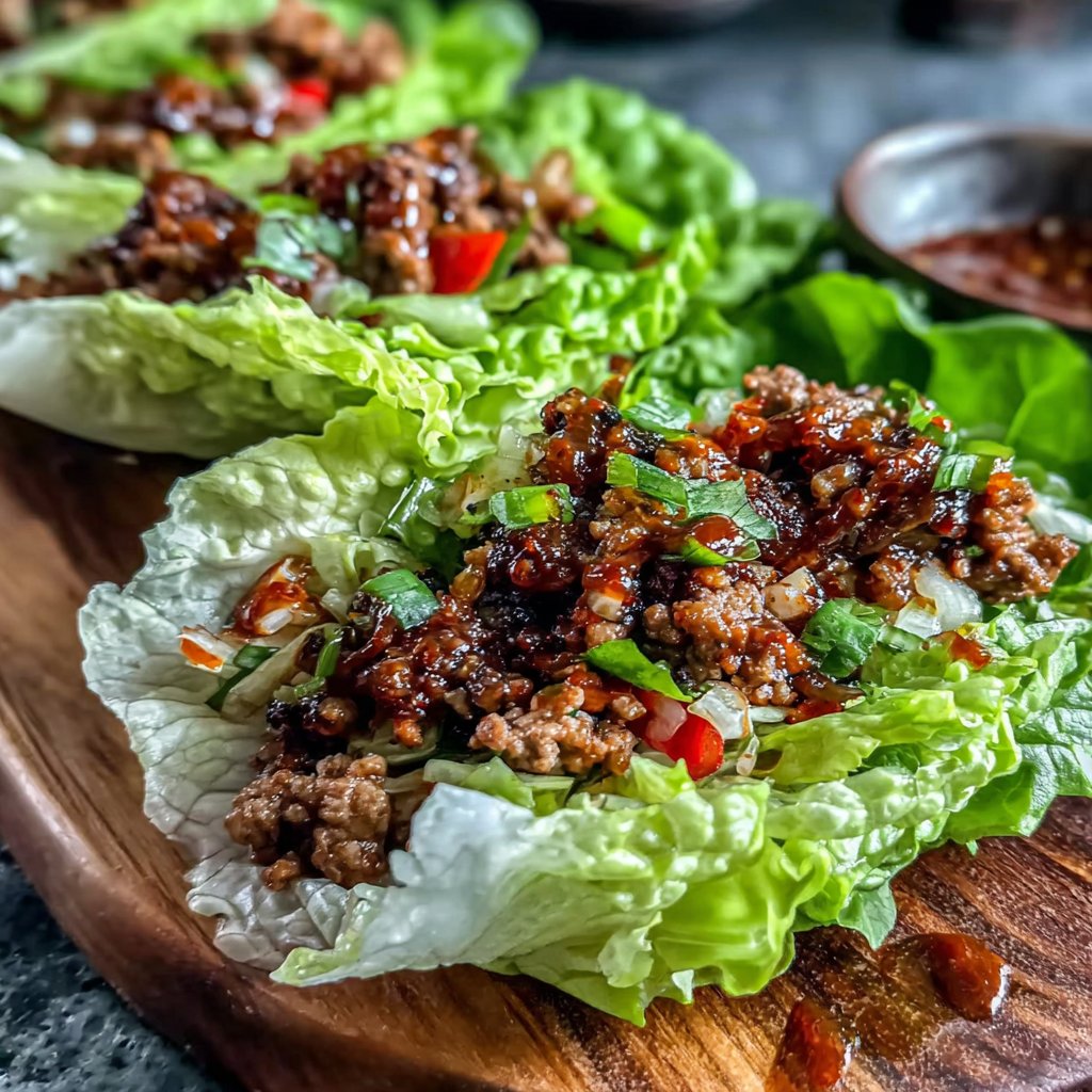 Sriracha Hamburger Meat Lettuce Wraps